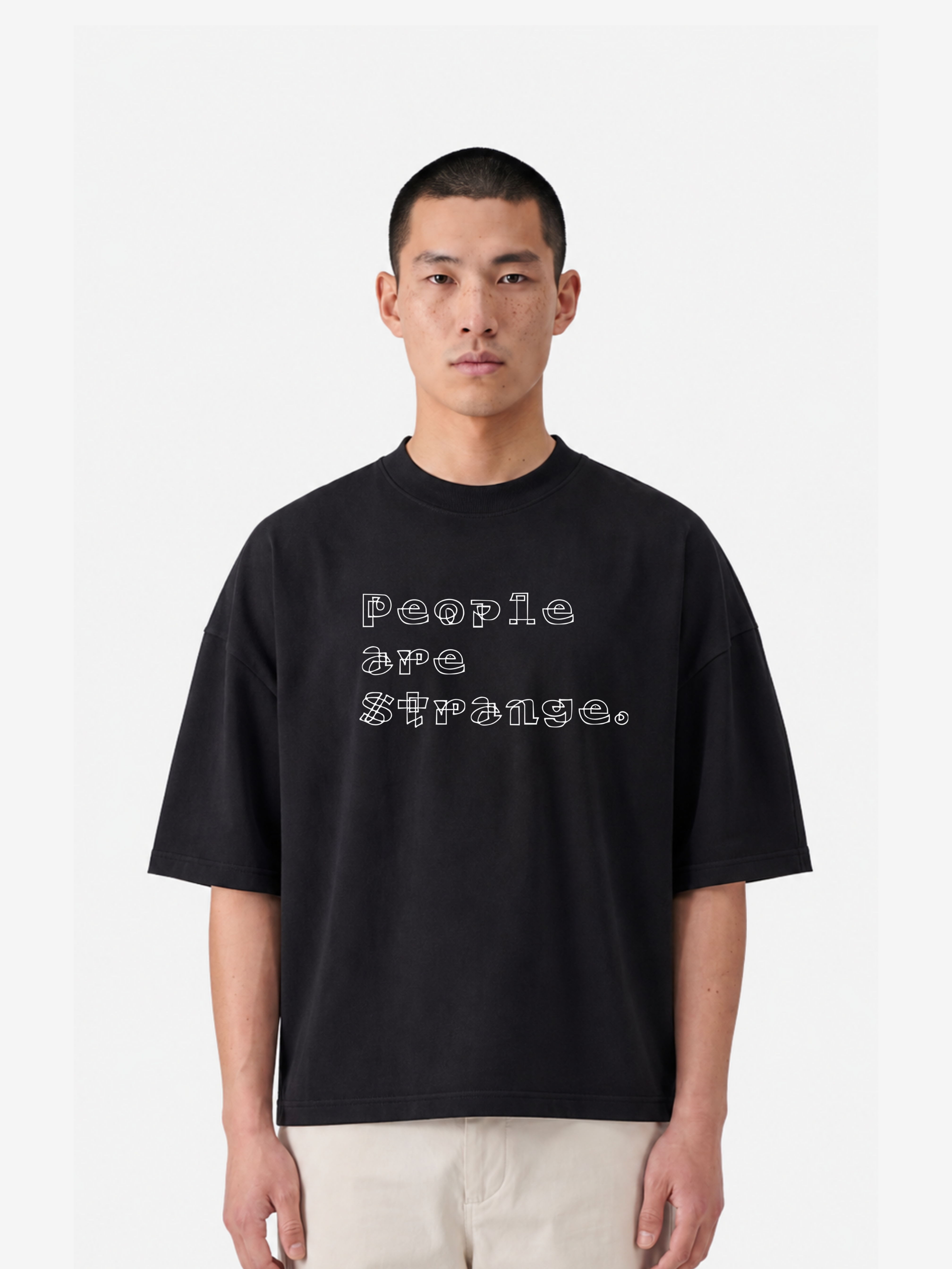 Strange - cropped Boxy T-Shirt / Faded Black