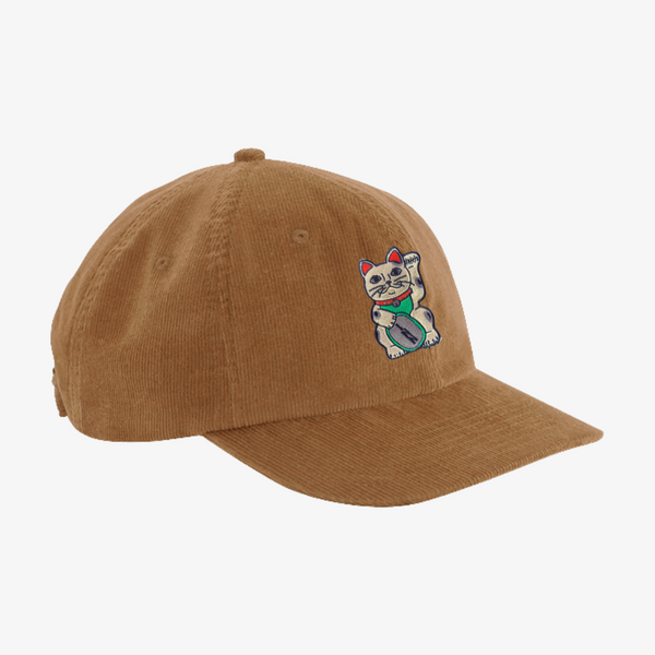 LUCKY CAT CORD EMBROIDERY CAP - CAMEL
